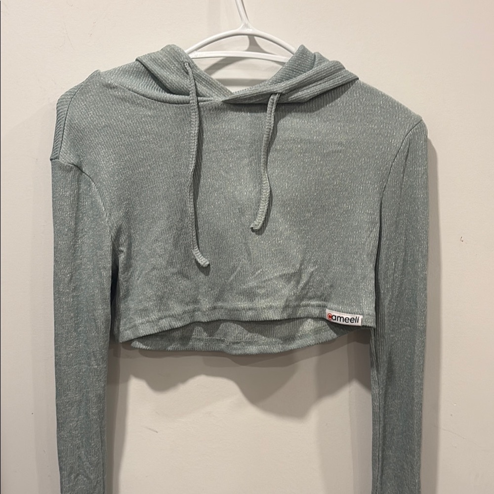 Light Green Cropped Hoodie